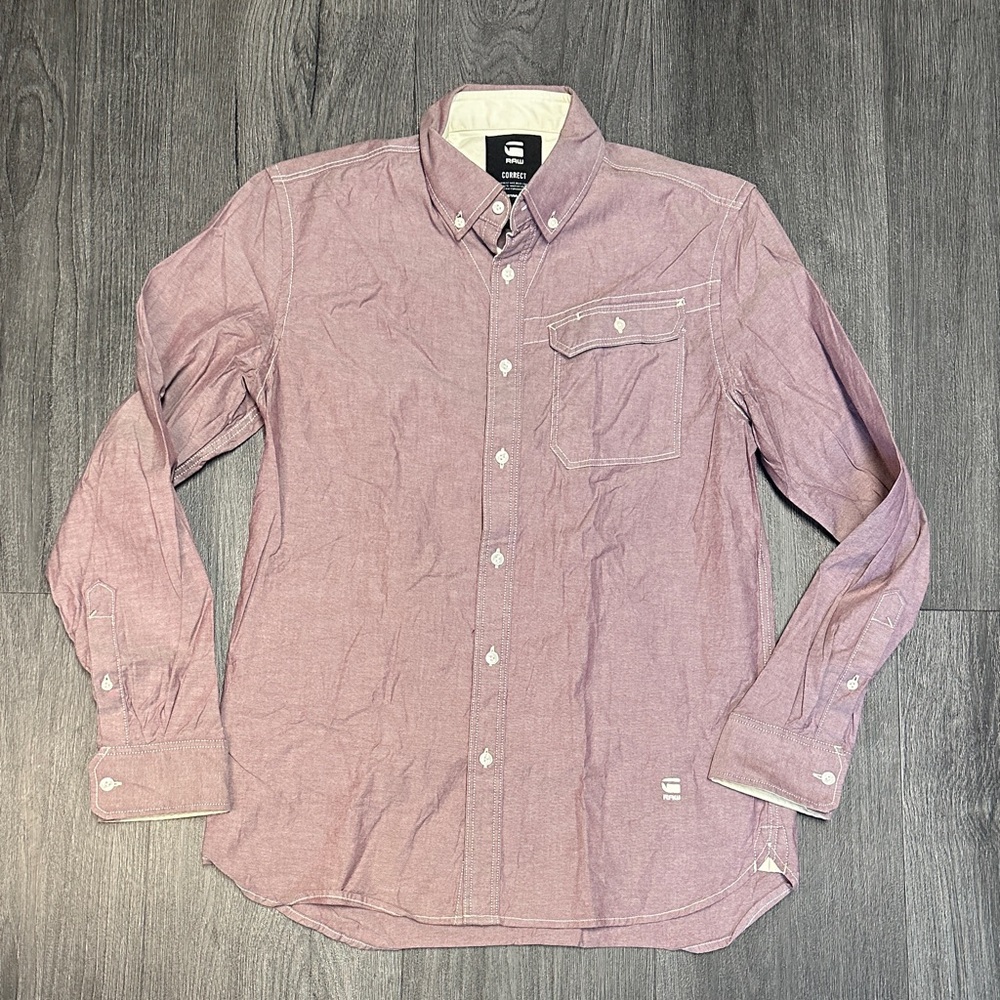 G-Star Men's Purple Button-Down Shirt